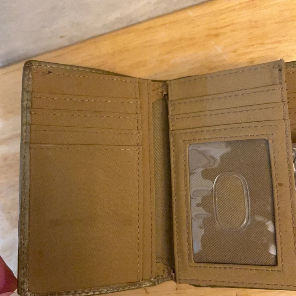 Fossil Logan Leather Tab Clutch Wallet unique multi-metallic patchwork design.